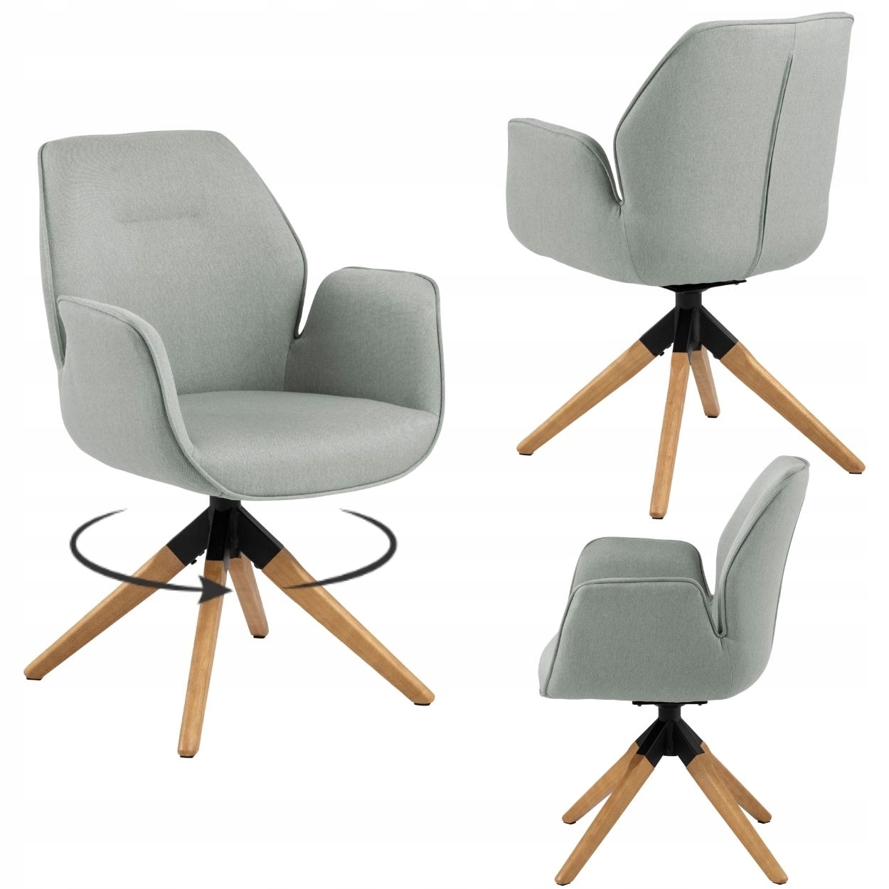 Jídelní židle do kuchyně a obývacího pokoje, čalouněná, světle šedá, s funkcí automatického vrácení, látka