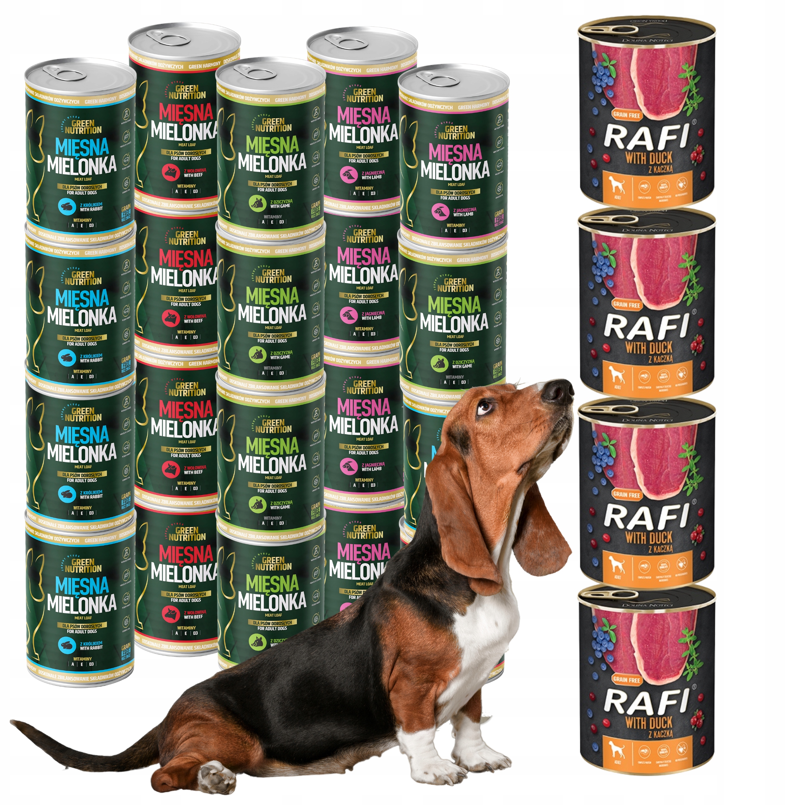 Levně Krmivo krmivo pro psy, mokré, sada Rafi Green Nutrition x24 Mix chutí