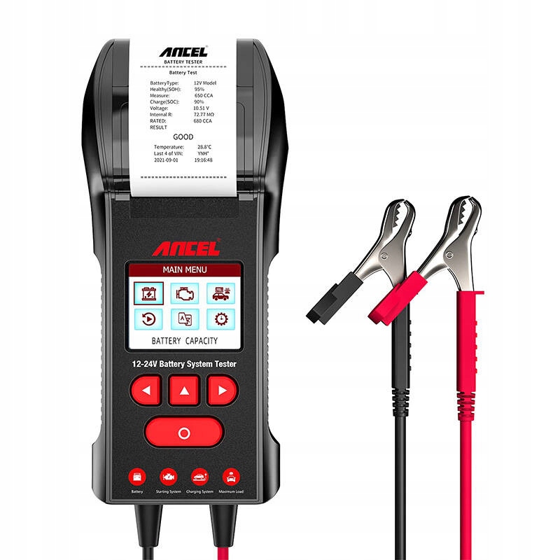 Tester Akumulátorov Ancel BST600 S Tlačiarňou – Profesionálny Tester 12V/24V