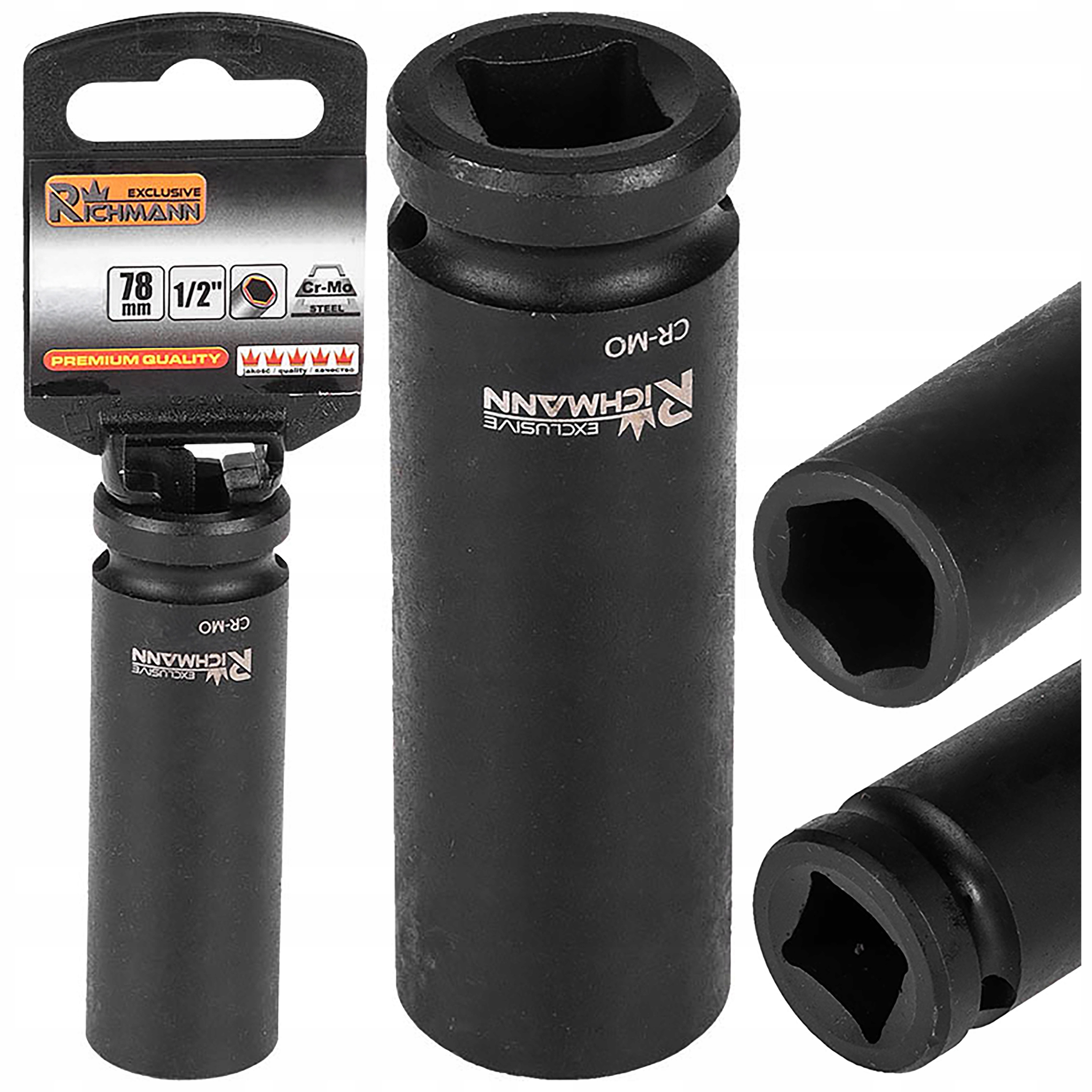 Nasadka Udarowa Na Klucz Udarowy 1/2" Cala Długa 78 mm 6-KĄTNA 21 mm Cr-mo