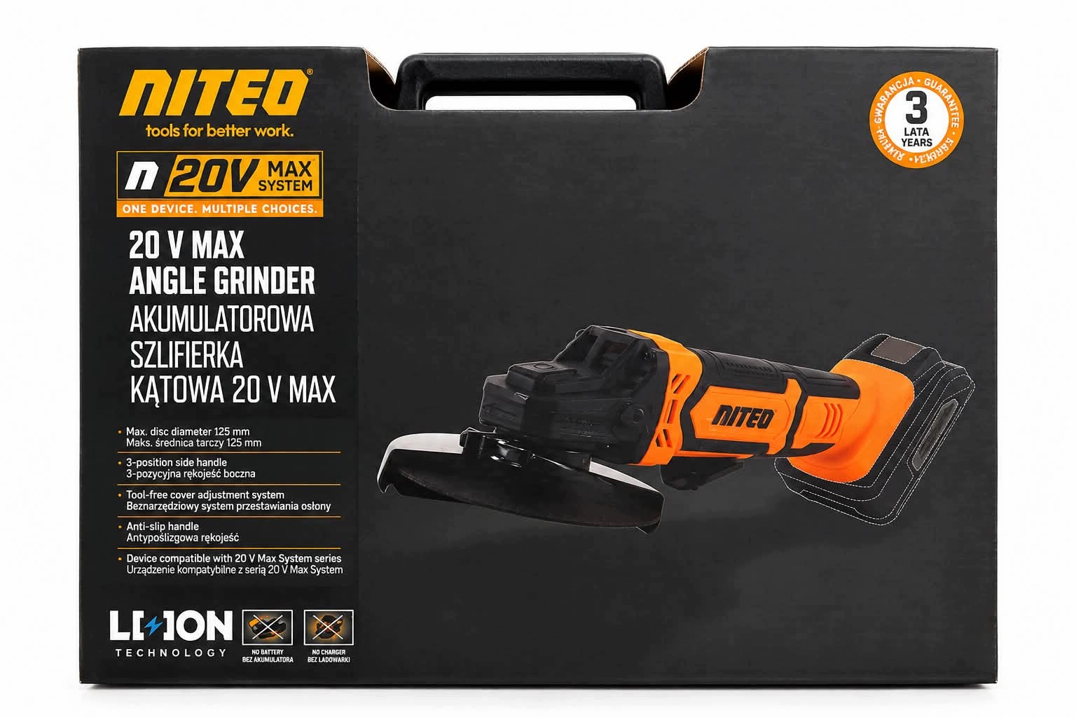 Aku Úhlová Bruska Niteo Tools 20V Max System