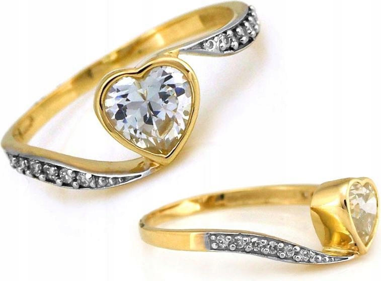 Zlatý prstýnek 585 na zásnuby se srdíčkem r16 srdíčko jako dárek 14k