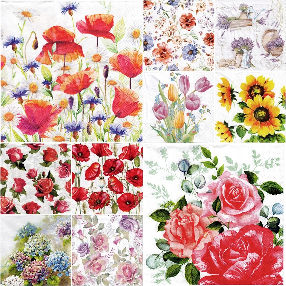 Салфетка для декупажа 33x33 салфетки 10шт цветы