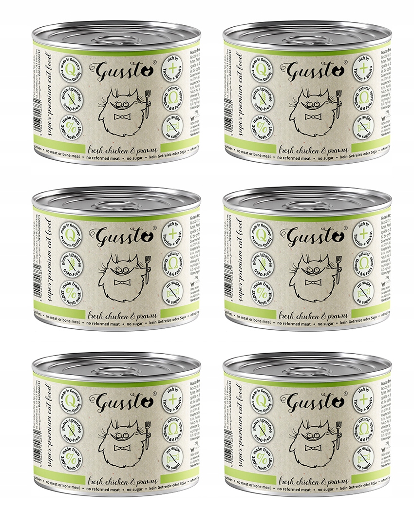 Levně Krmivo mokré pro kočky Gussto Chicken Prawns – Kuřecí krevety 200 g