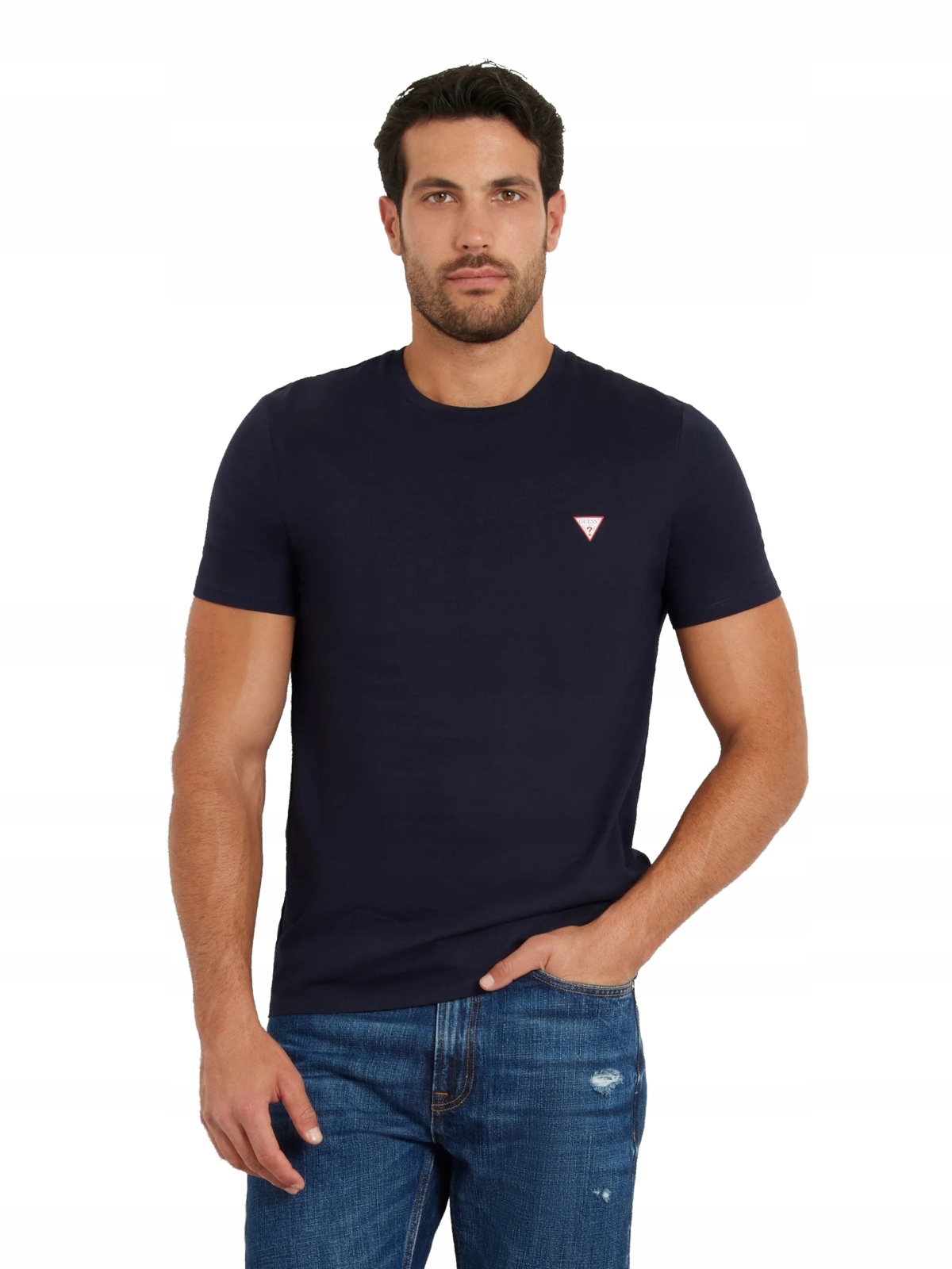 Guess Tmavě Modré Pánské Tričko Tričko S Krátkým Rukávem XL