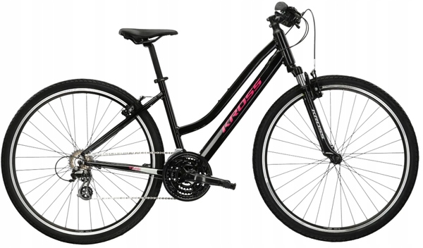 Rower crossowy damski Kross Evado 2.0 M(17") 28 rower Czarny Różowy Połysk