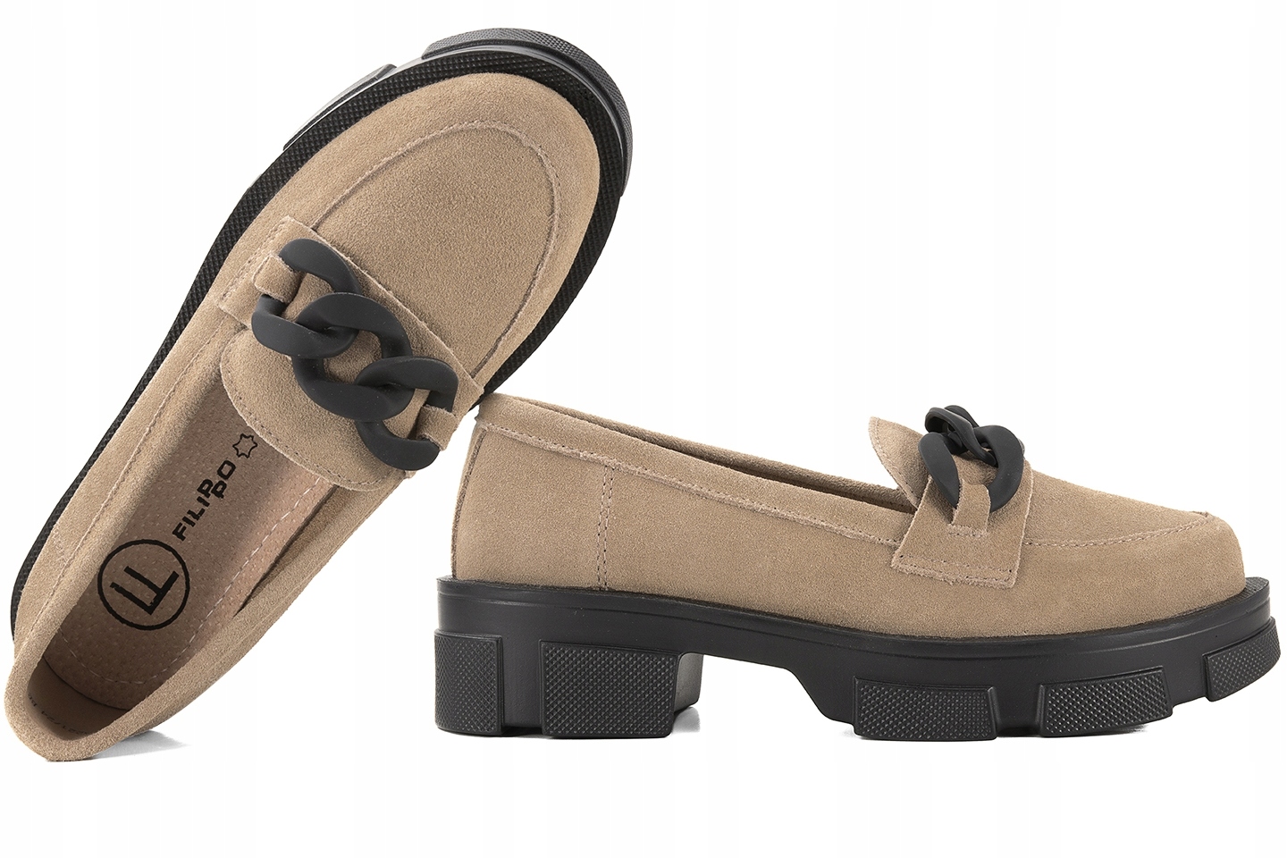 Filippo DP3221 Dámské Polobotky Mokasíny Semišová Kůže béžová