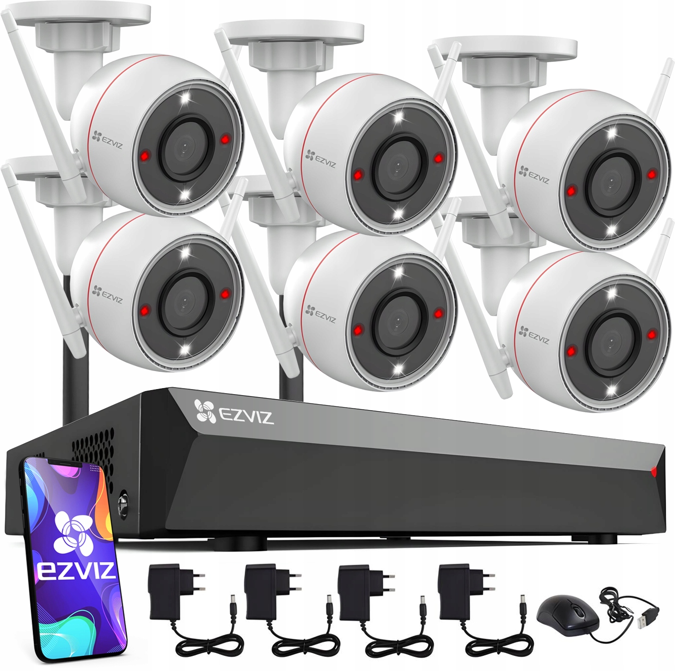 Bezdrátový WiFi monitoring Ezviz 6 kamer 4Mpx Záznamník 8CH Rozšíření