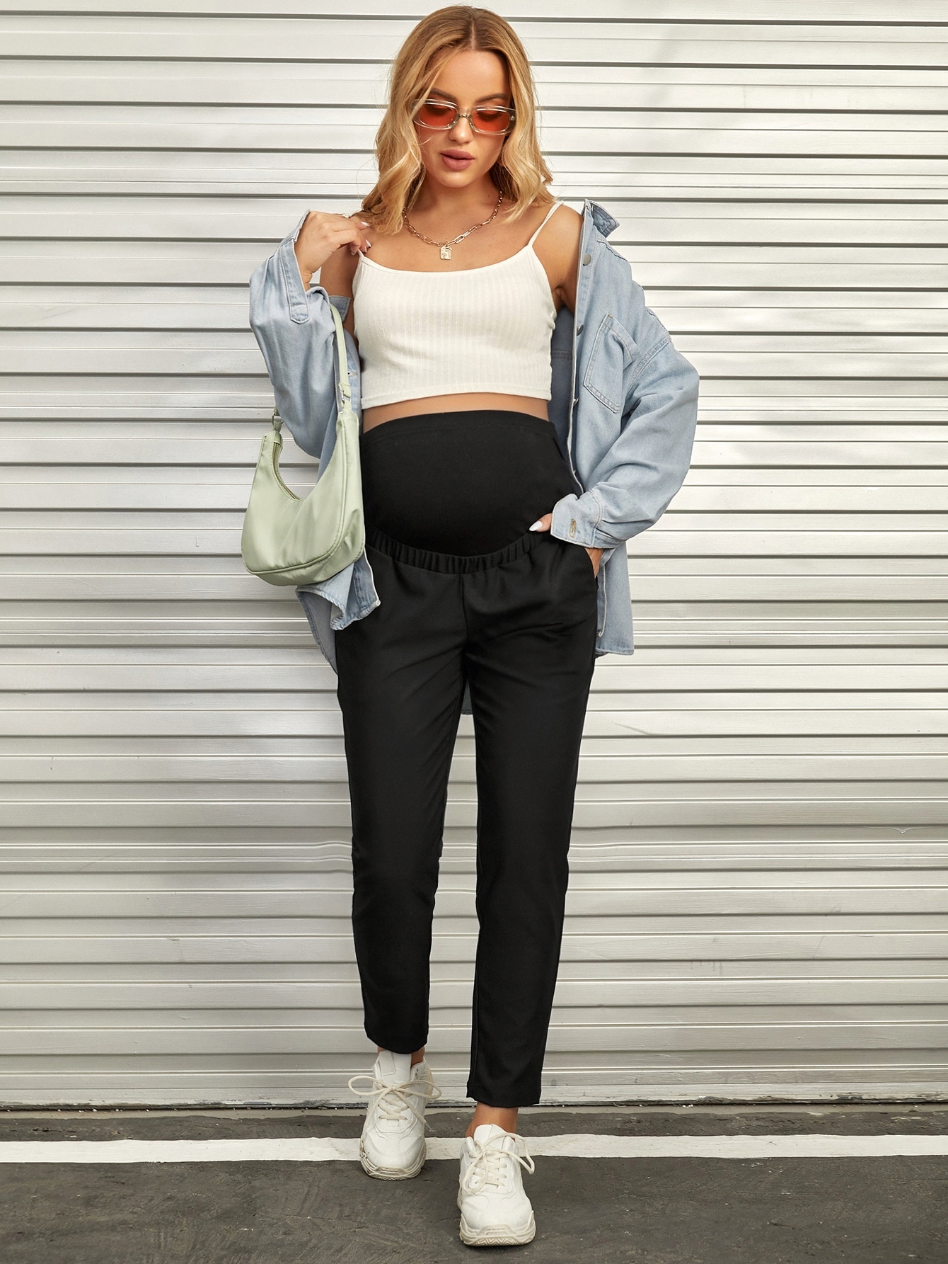 SHEIN Spodnie ciążowe z szerokim pasem S Rozmiar S