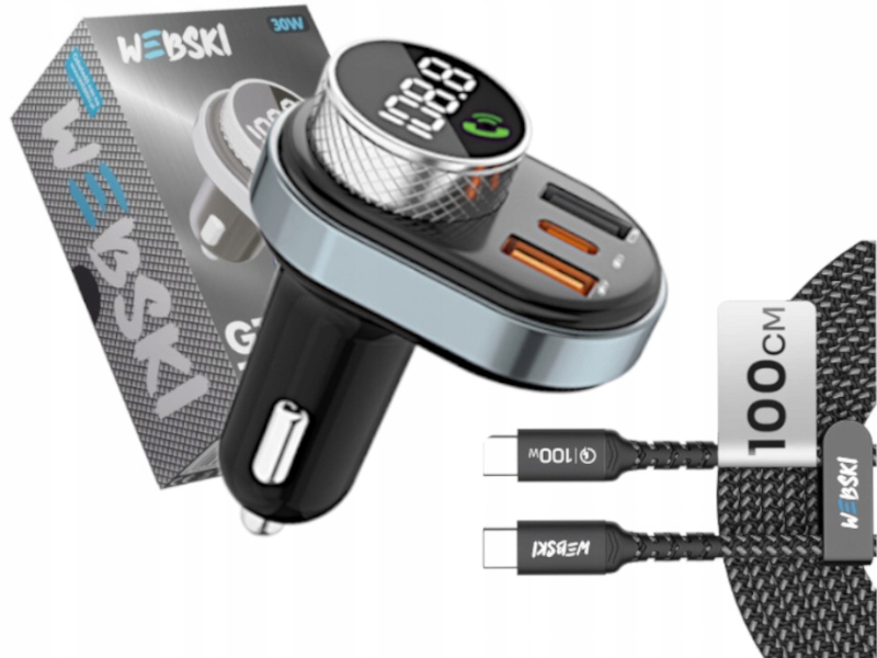 Automobilový vysílač Fm Nabíječka 4.0 Kabel 1 m