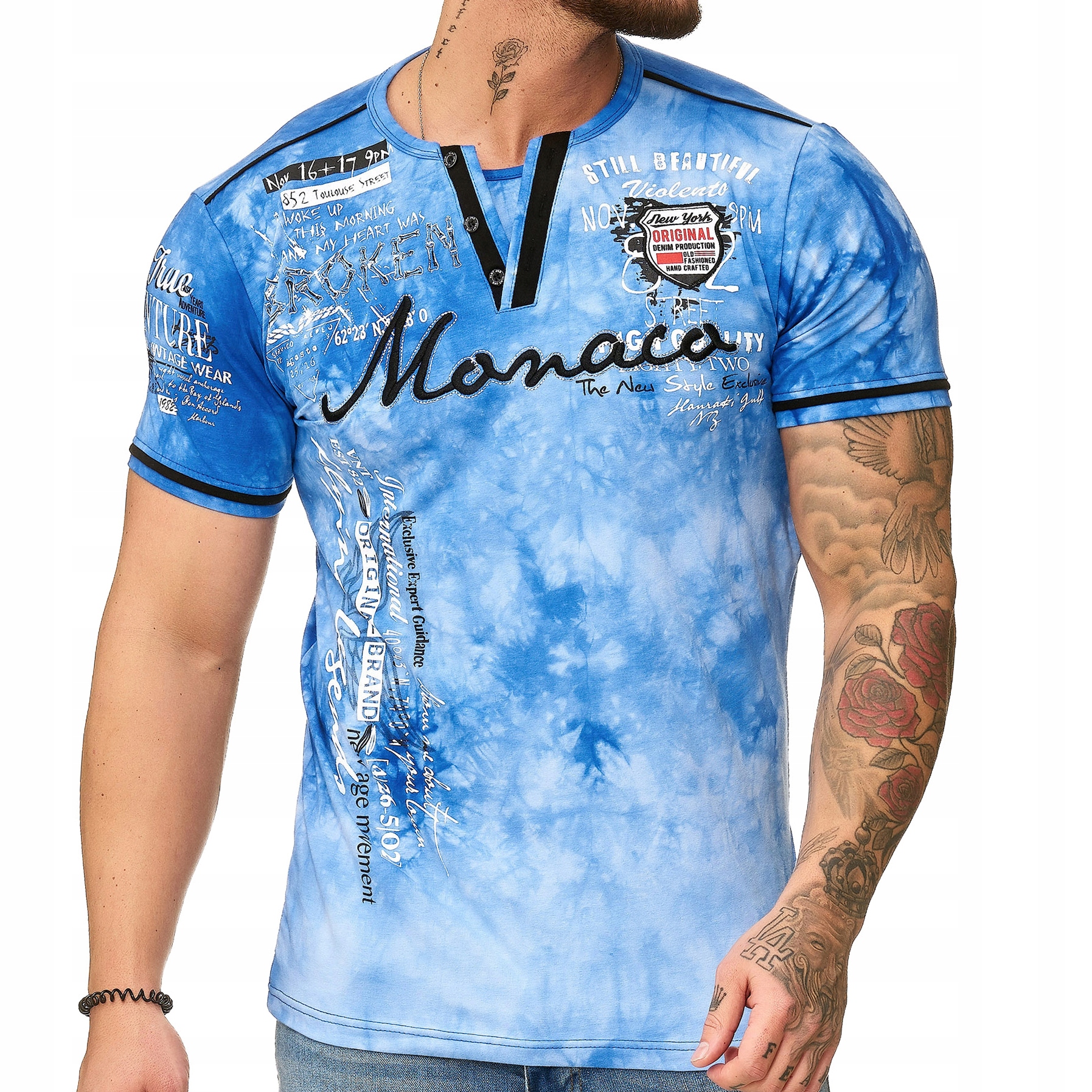 

T shirt Męski Monaco Wyszywany Hafty Nadruk