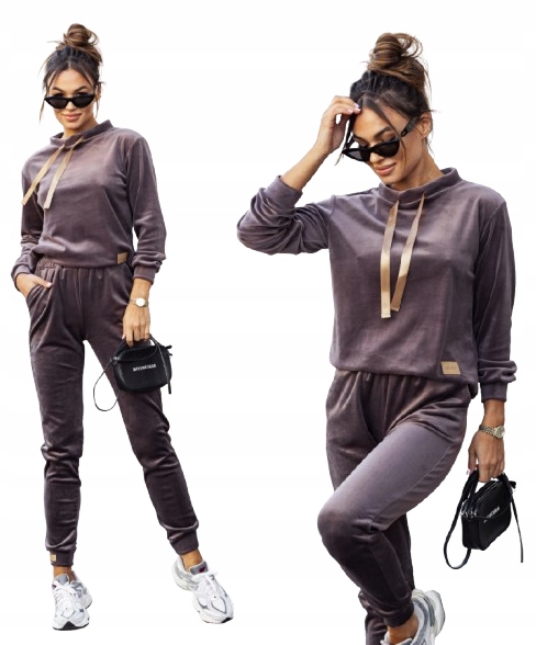 Dres welurowy damski XL grafit bluza spodnie komplet produkt polski