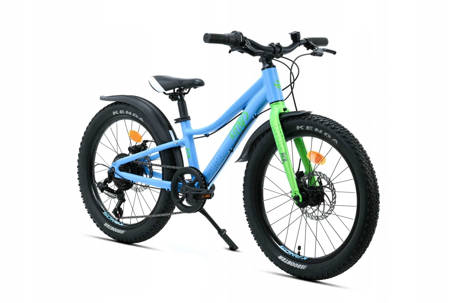 Lekki rower dziecięcy 20″ Kands Nico Al St tarcze niebiesko-seledynowy 2026