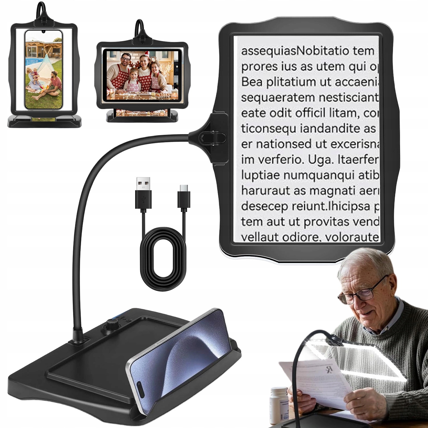 Skládací Led Lupa S Lampičkou Na Čtení 48 Led Pro Seniora Jako Dárek