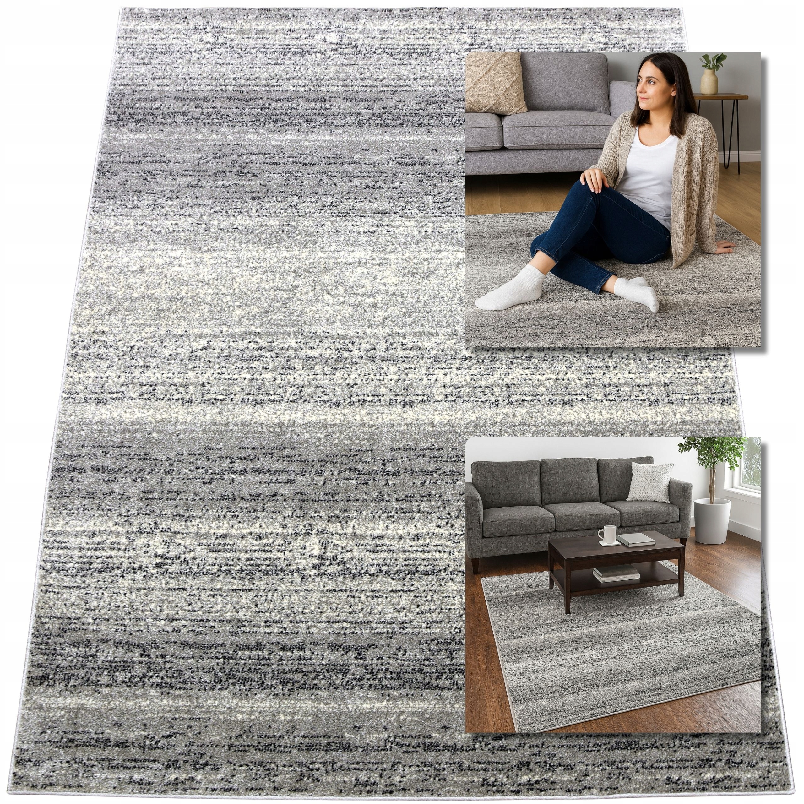 Moderní Koberec Módní Šedý Koberec Do Obývacího Pokoje Adventure Loft 13 mm 140 x 200