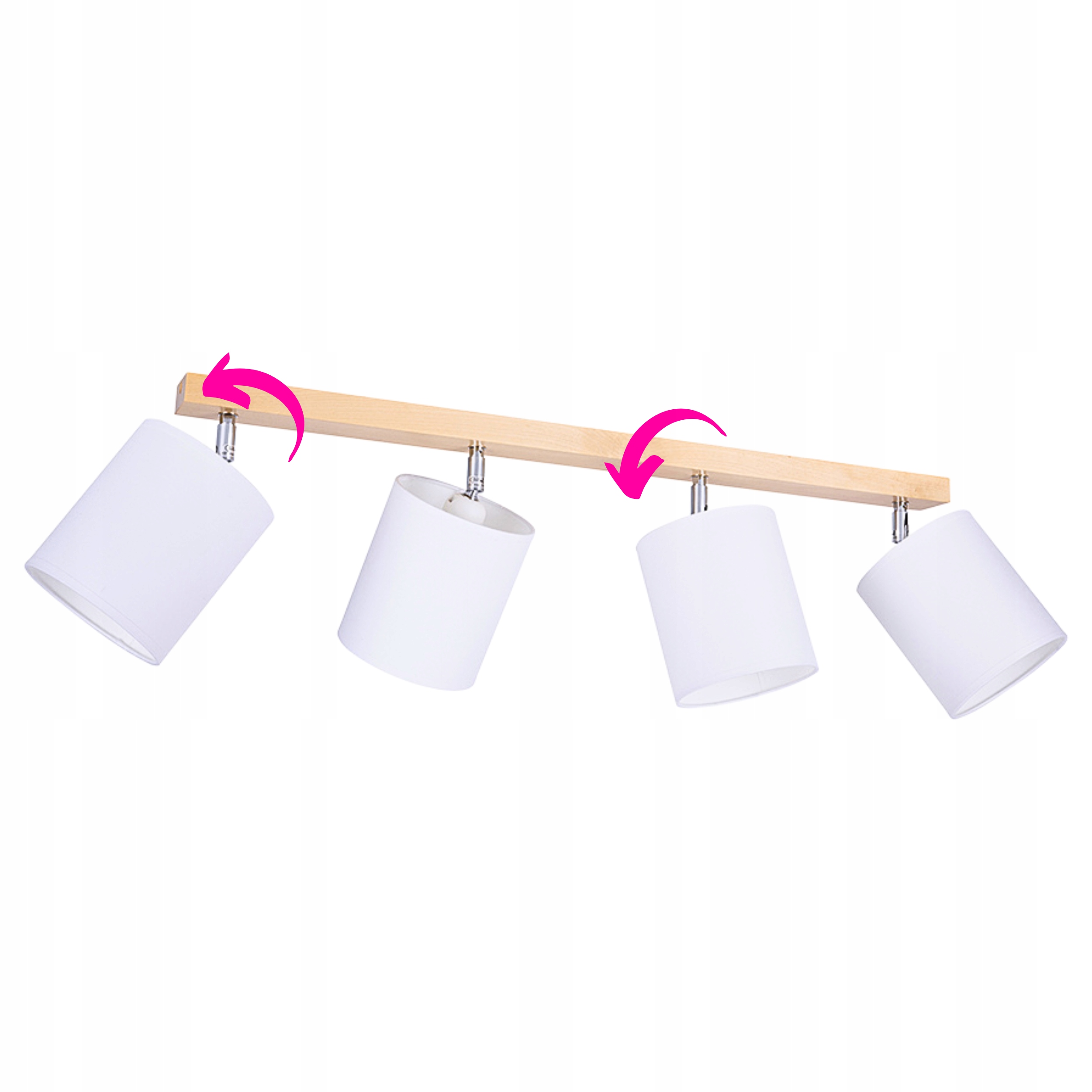 Lišta Dřevo Závěsná Lampa Stropní Svítidlo Stropní Stínidlo Bílá 4-bodová