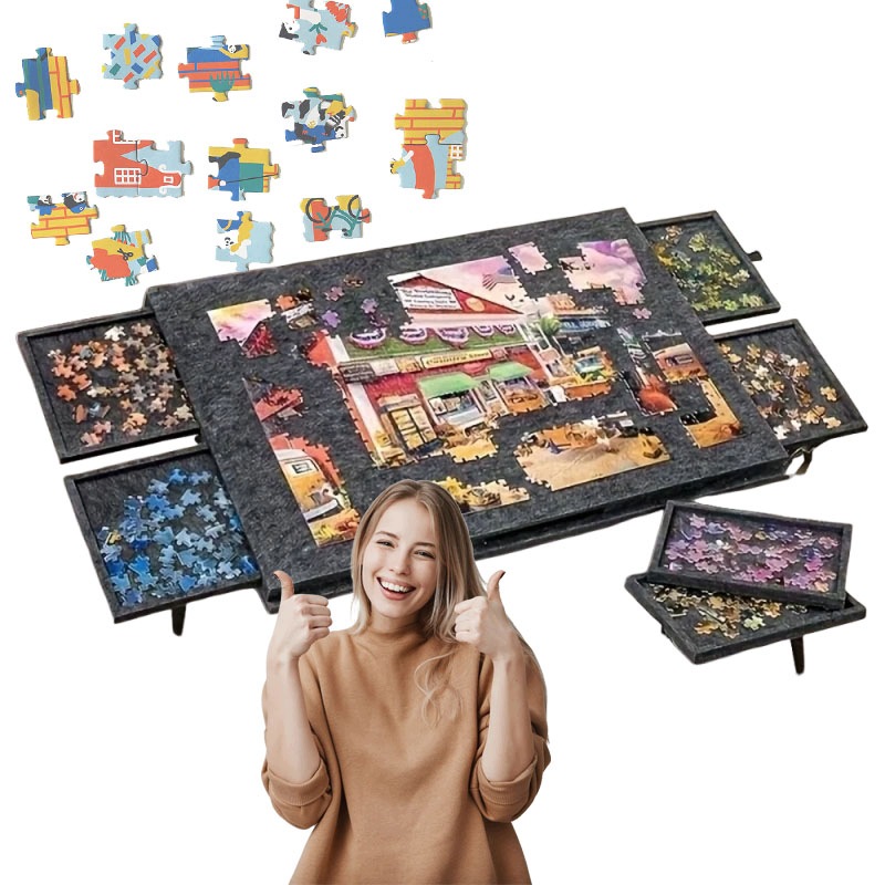 Przenośny Stół Do Układania Puzzli, Stół Filcowy Do Puzzli Z 6 Szufladami