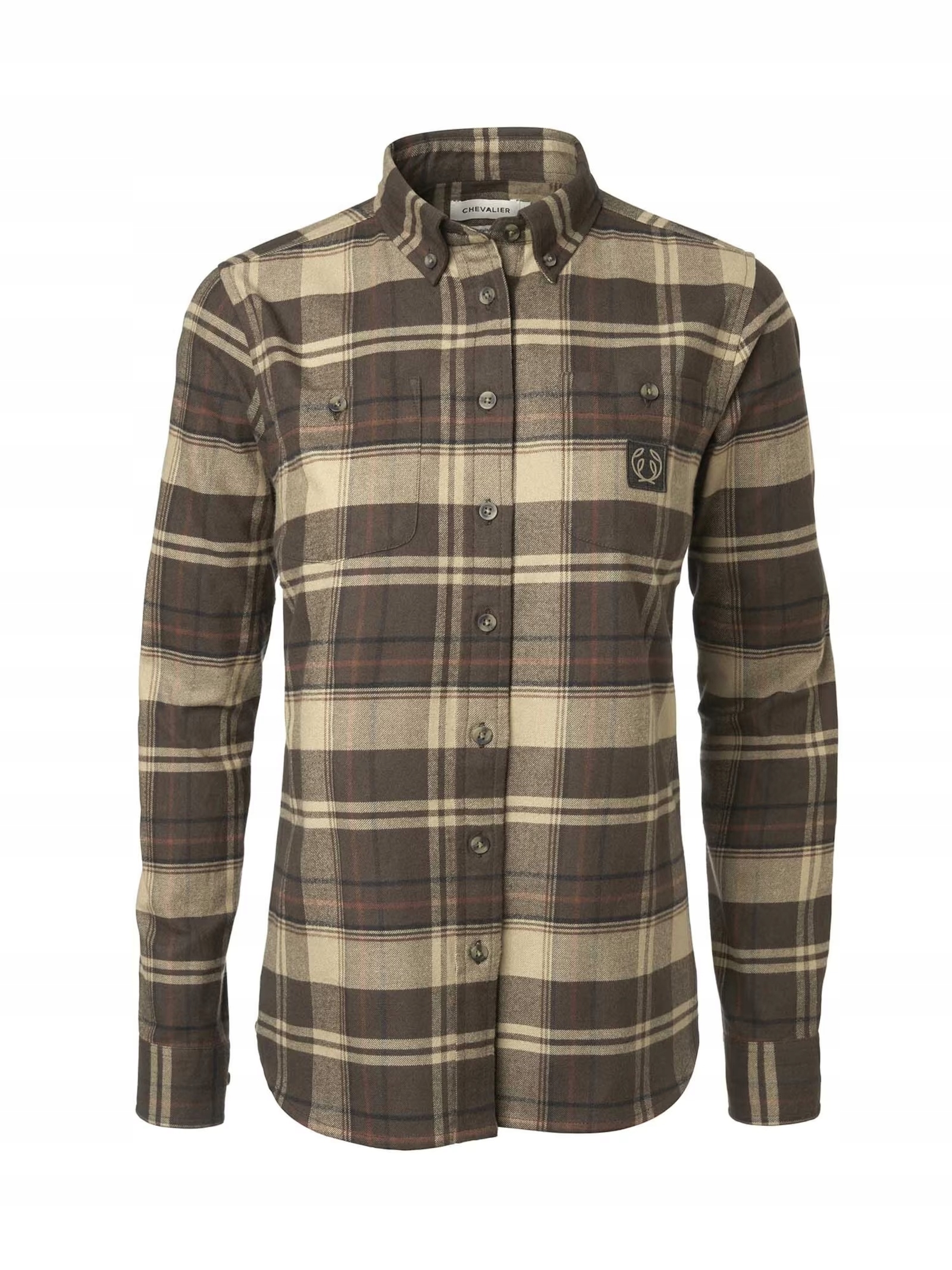 Chevalier Heron Flannel Shirt Women Soil Brown Checked