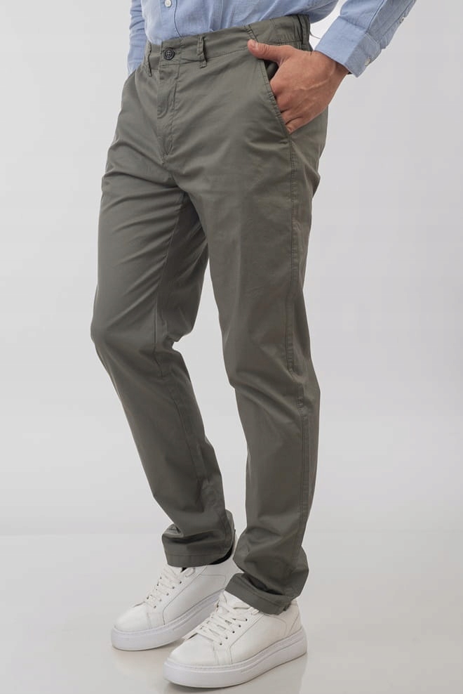 Pánské kalhoty na léto s gumou Khaki Double, velké velikosti