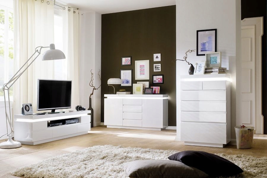 Komoda wysoki połysk + LED+Pilot Infinity Wykończenie połysk