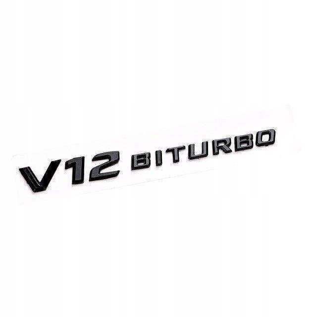

Emblemat znaczek V12 Biturbo Czarny Połysk 3D