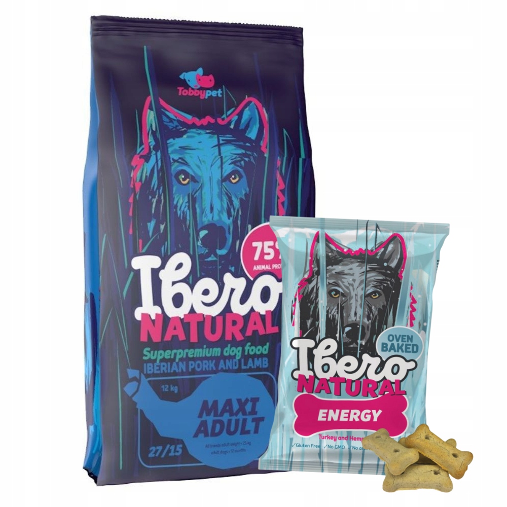 Levně Balíček pro psy velkých plemen Ibero Maxi Adult 3 kg Snack Energy 150 g