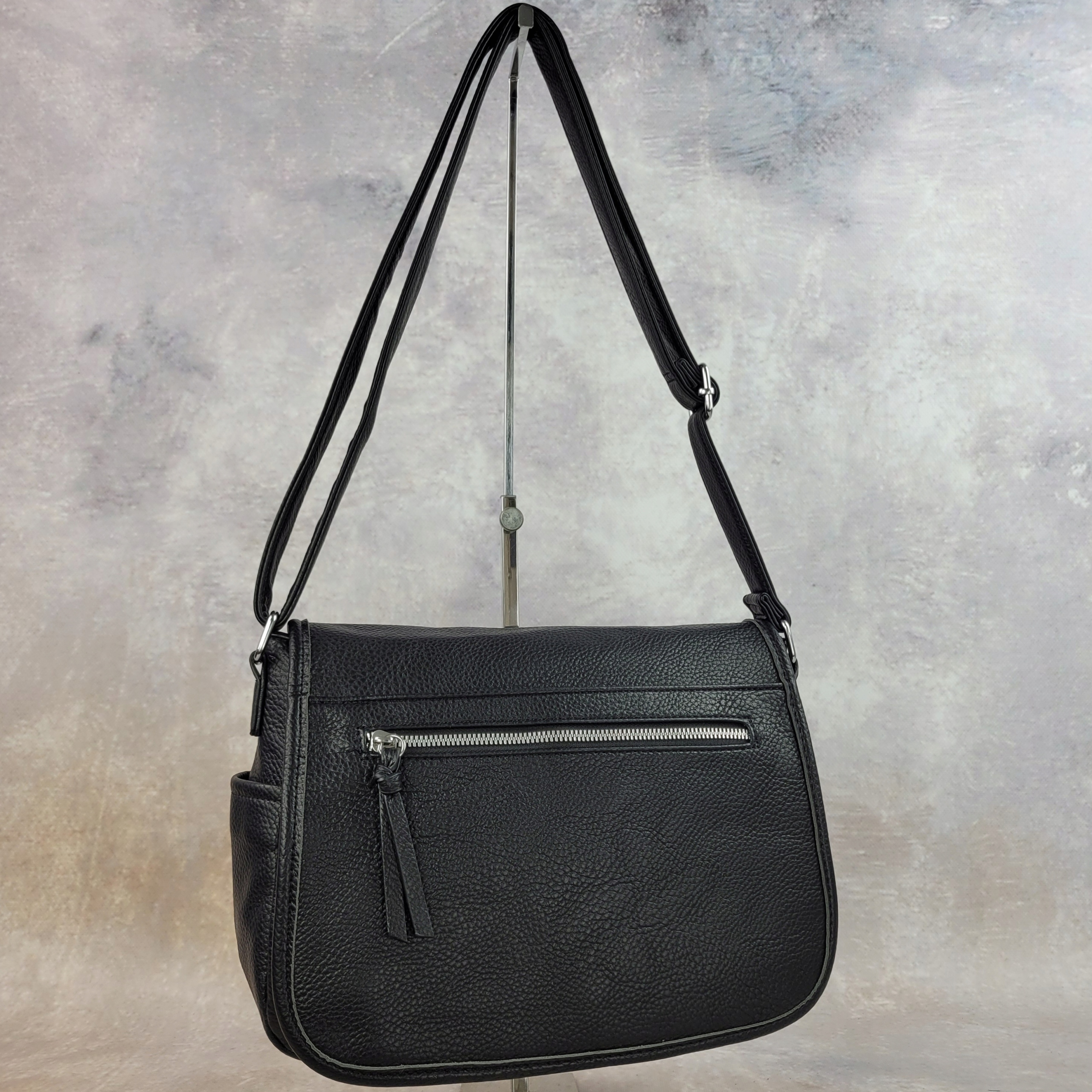 Torebka listonoszka długi pasek torba damska na ramię czarna lekka miękka Marka bez marki