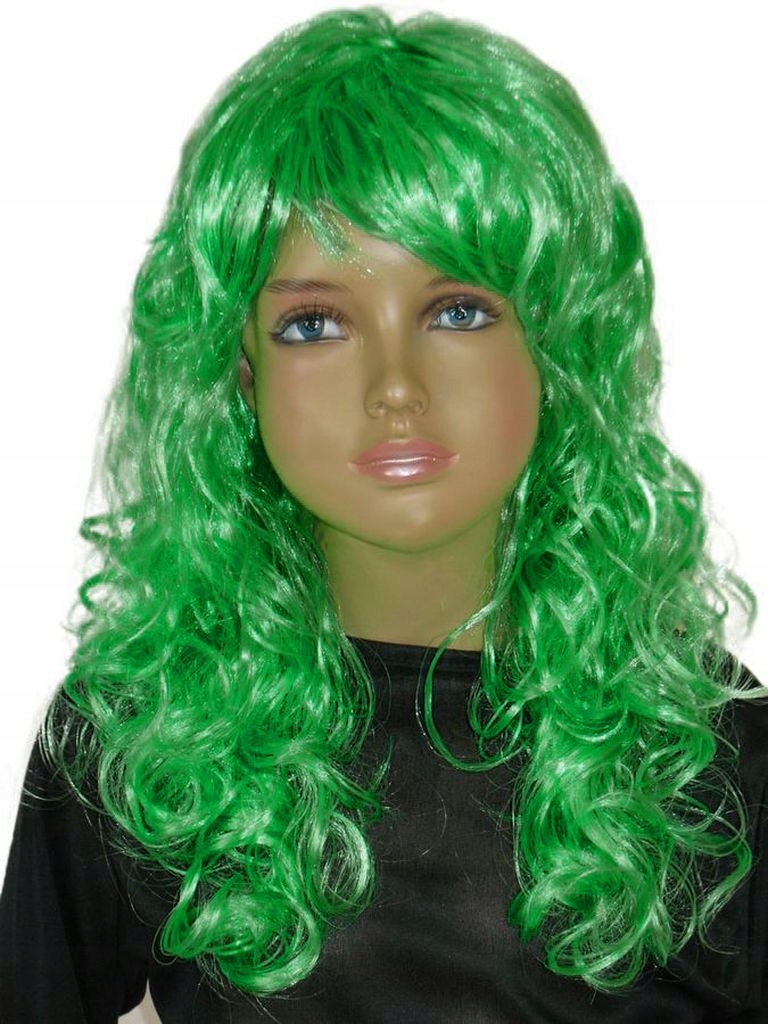 PERUKA ZIELONA ZIELONE DŁUGIE KRĘCONE WŁOSY
