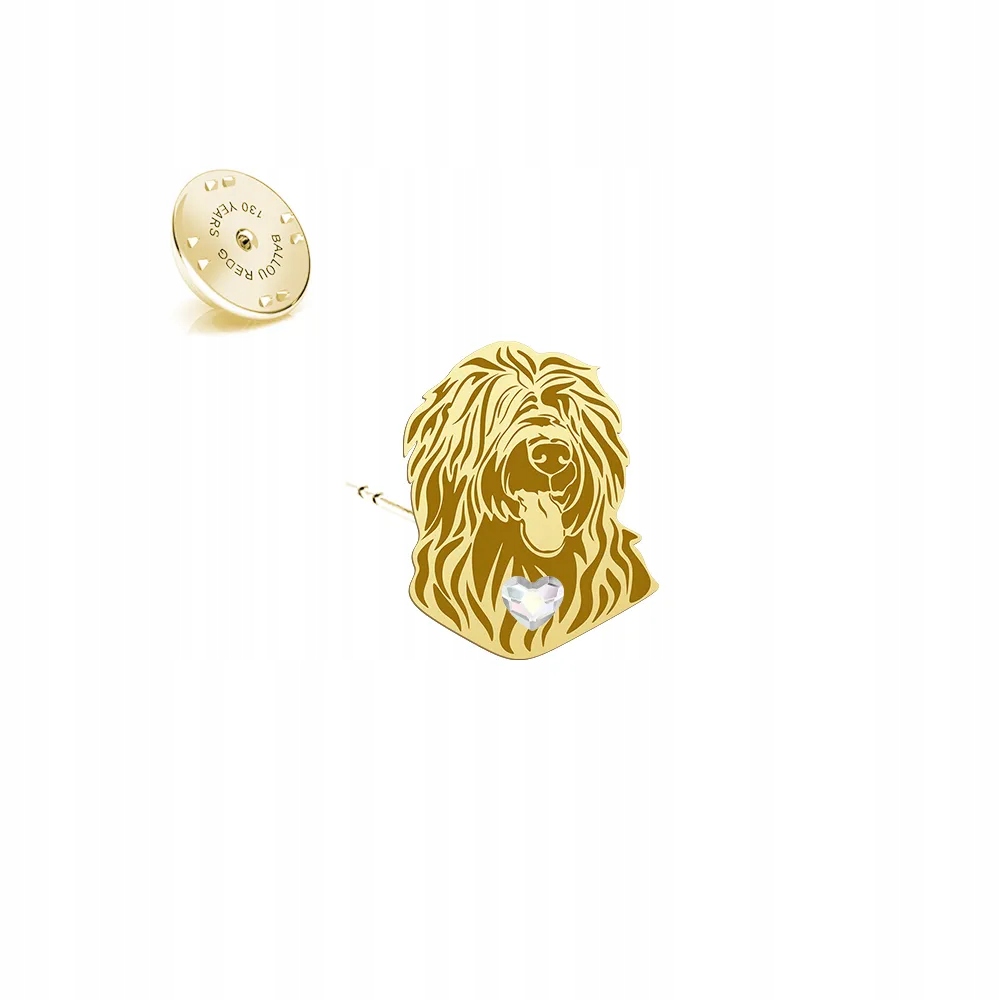 Odznak s pejskem Francouzský ovčák Briard 925 Žena Pin Dedikace