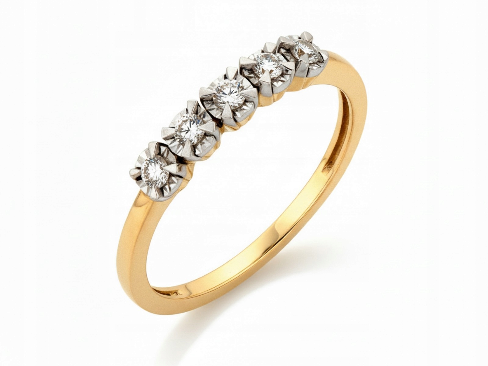 Zlatý prstýnek 585 s pěti brilianty 0,16 ct r13 pro ni