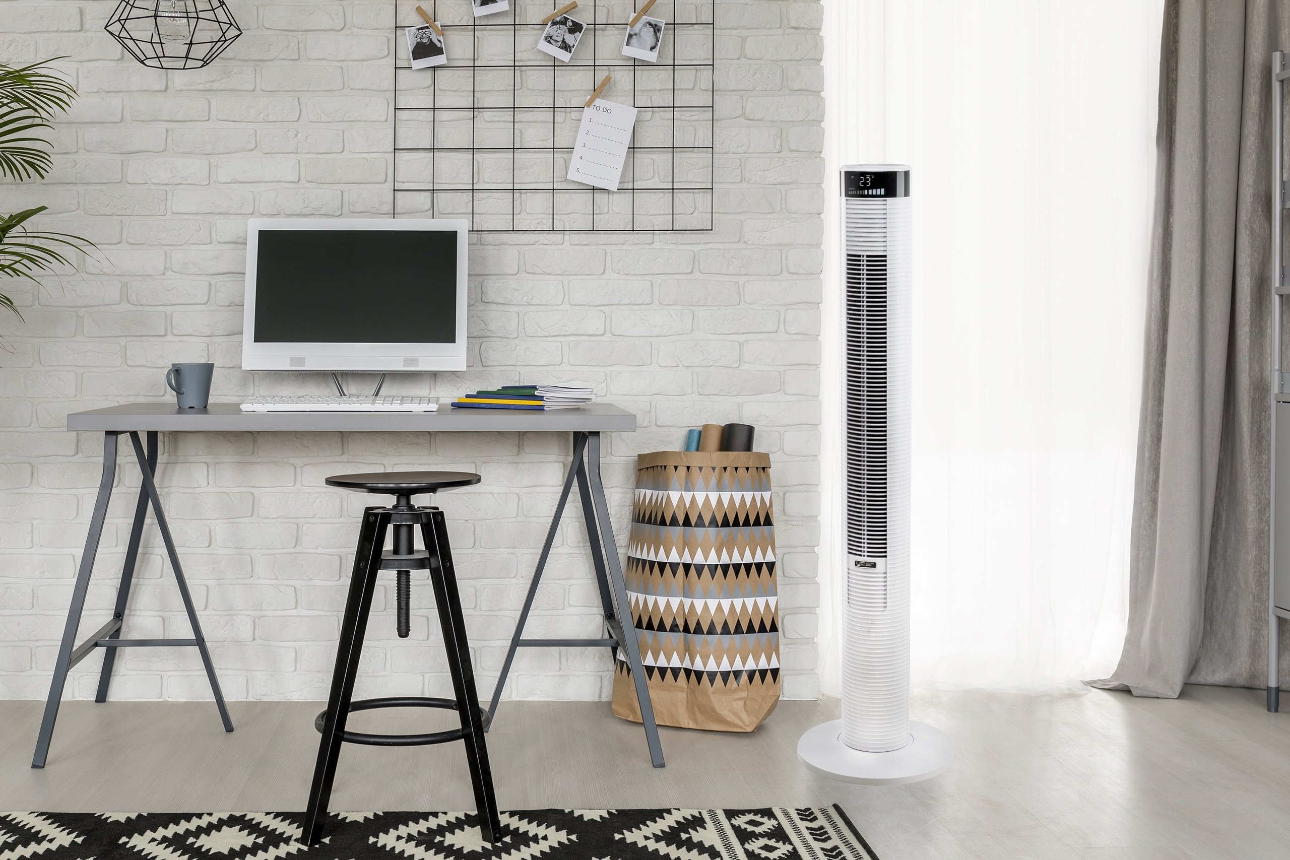 Cichy Wentylator kolumnowy Wiatrak Podłogowy WIFI Jony Yoer Spiro biały Model Spiro