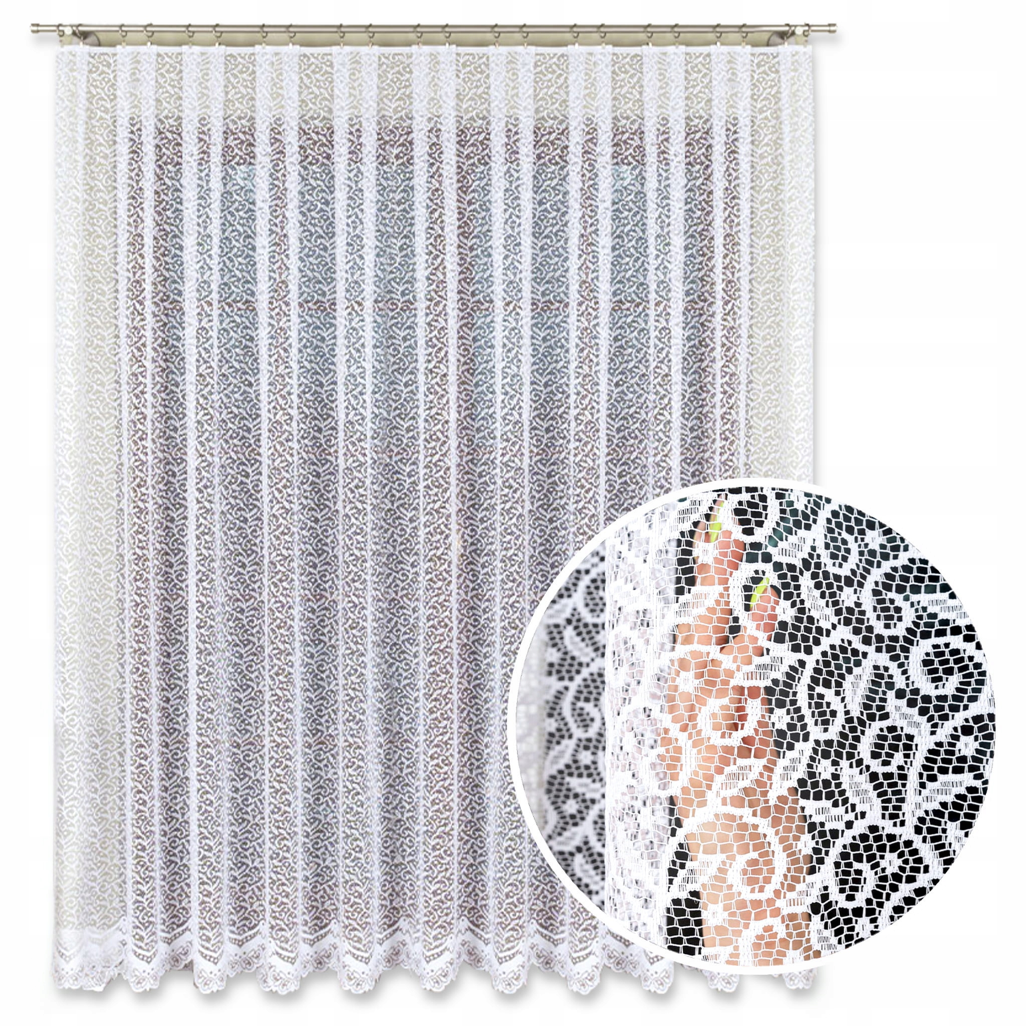 Hotová Záclona 350x250 Dlouhá Záclona do pokoje Žabky Vzor po celém obvodu 10942