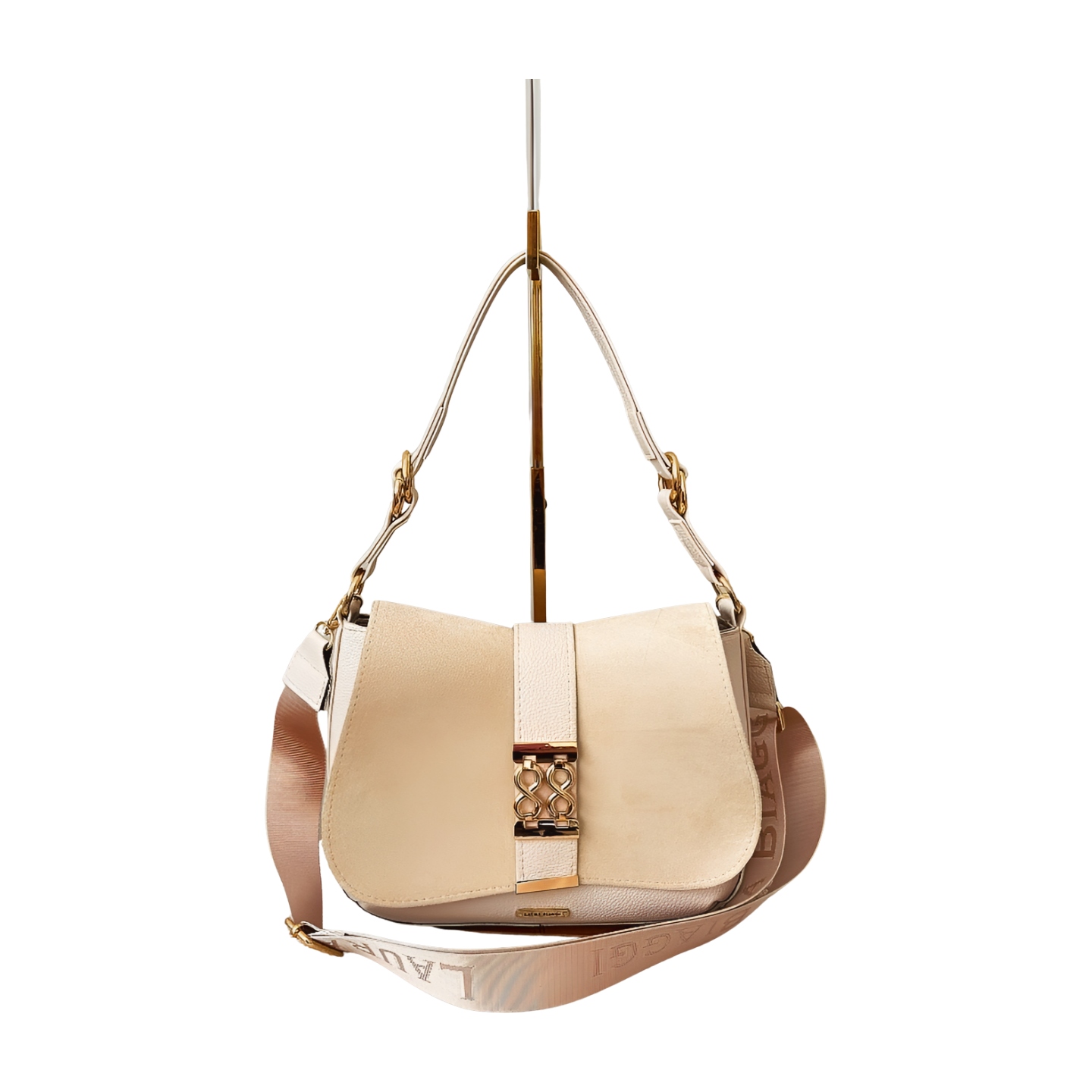 Laura Biaggi kabelka přes rameno béžová s ekosemišovou klopou