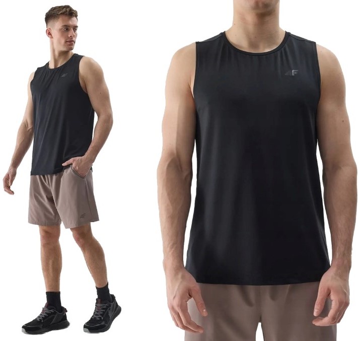 4F Męska Koszulka T-shirt Treningowy Oddychający Bez Rękawów TFTSM597 > XXL