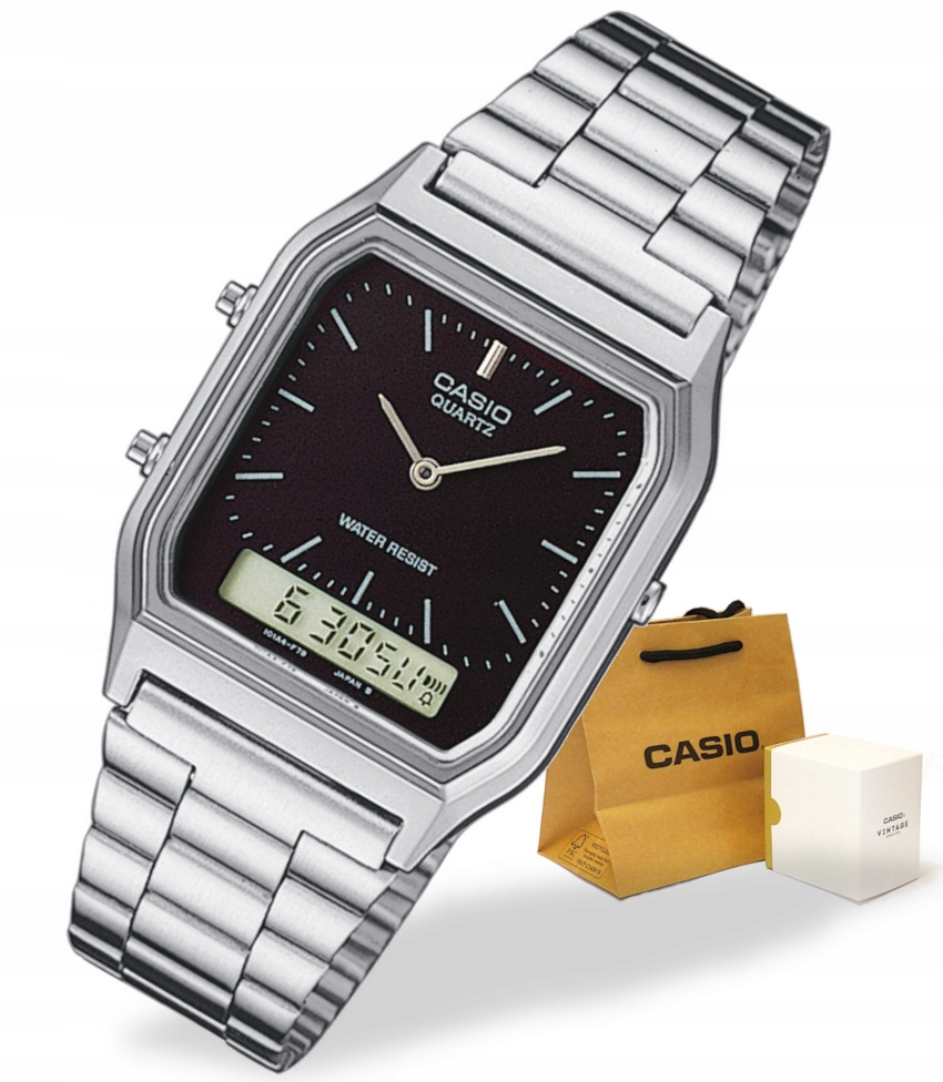 Kultovní retro hodinky Casio Vintage AQ-230A na náramku Box Taška Gravírování