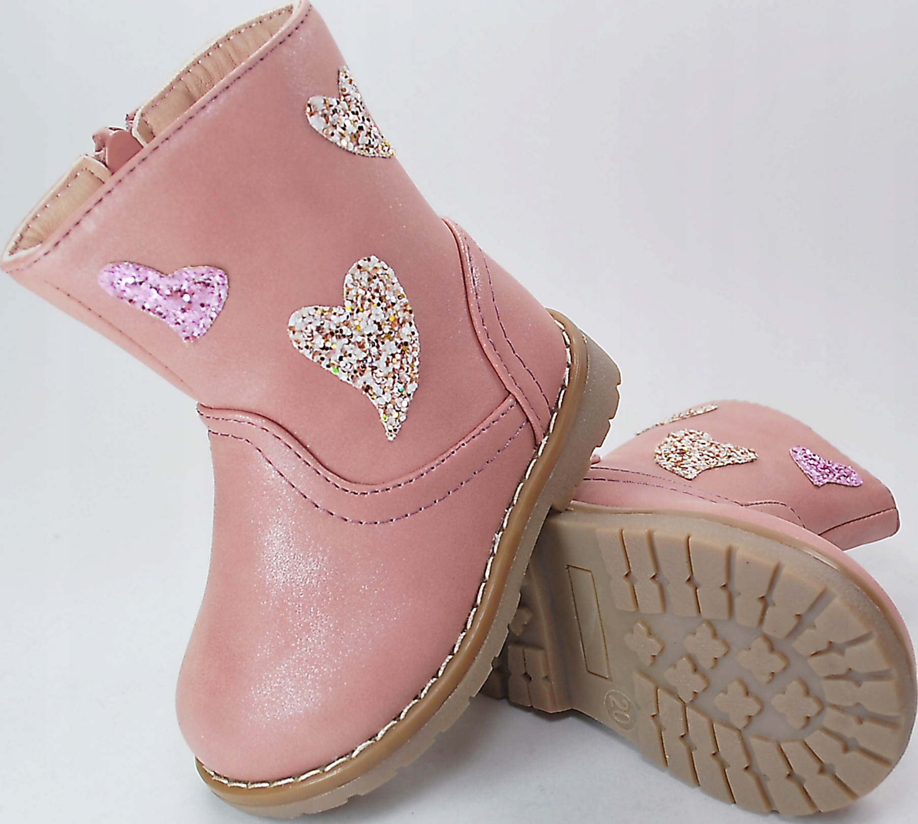 RÓŻOWE LEKKO OCIEPLANE BOTKI KOZAKI na zamek r 23 Płeć dziewczynki