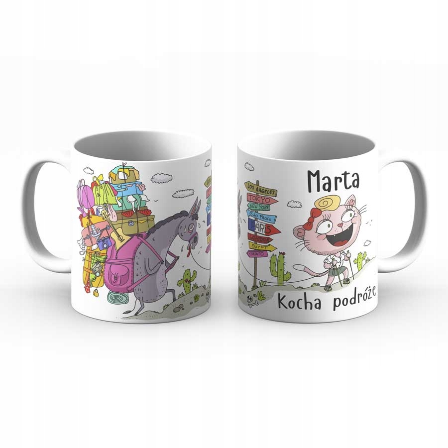 

Kubek ceramiczny z imieniem Marta kocha podróże