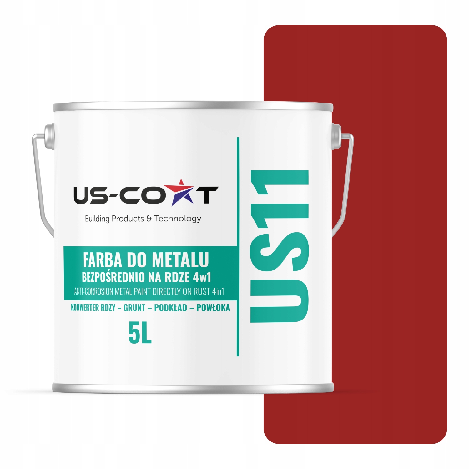 Farba Na Kov Na Plech 4v1 Červená Signálová RAL3001 Satén 5L