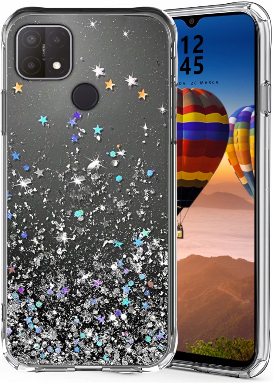 

Etui Do Oppo A15 A15S Shining Brokat Case Szkło