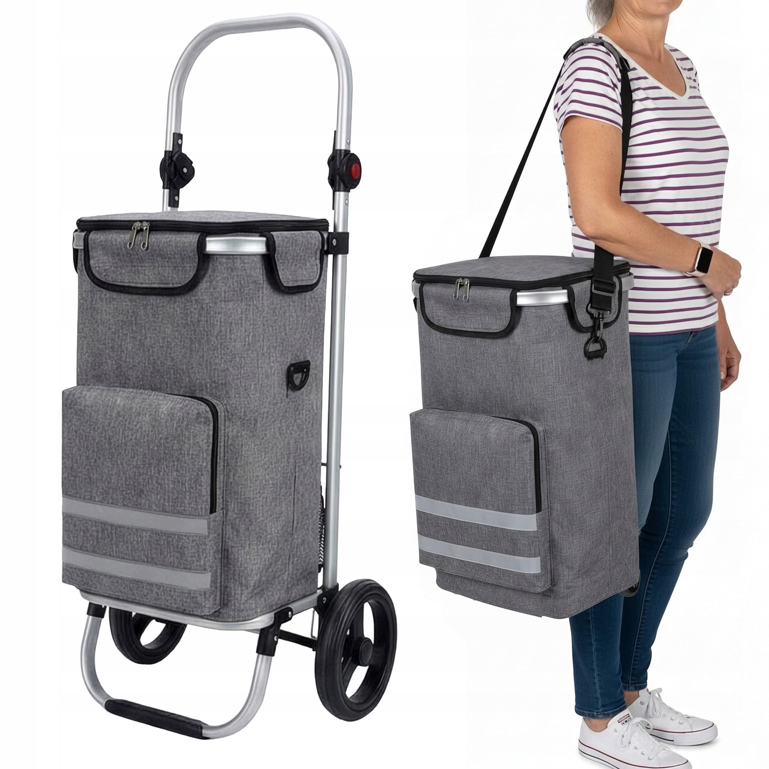 Wózek na Zakupy Rgl 42L Składany torba zakupowa na kółkach Torba termiczna