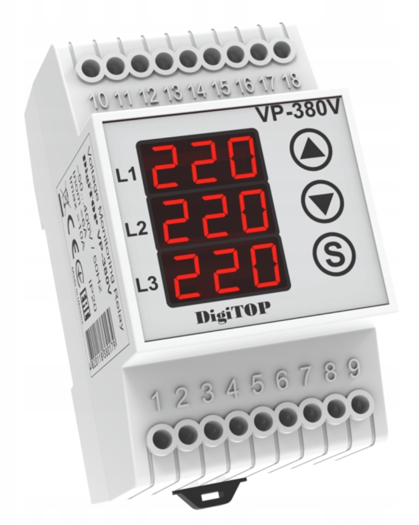 Třífázový napěťový relé VP-380V DigiTOP