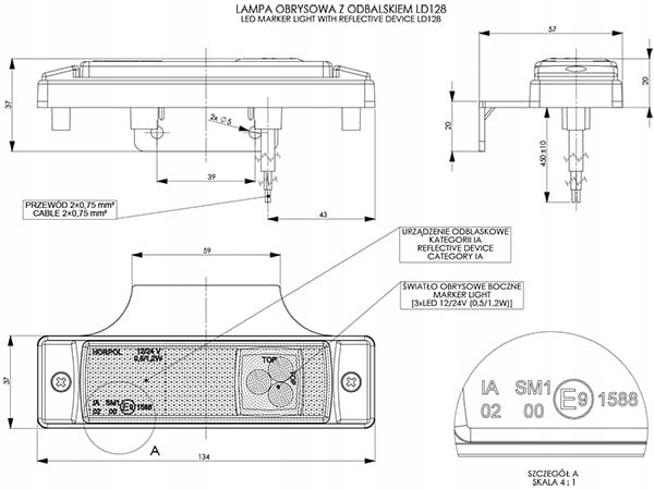 LAMPA OBRYSOWA LED BOCZNA KRONE WIELTON Odblask Producent części WAŚ