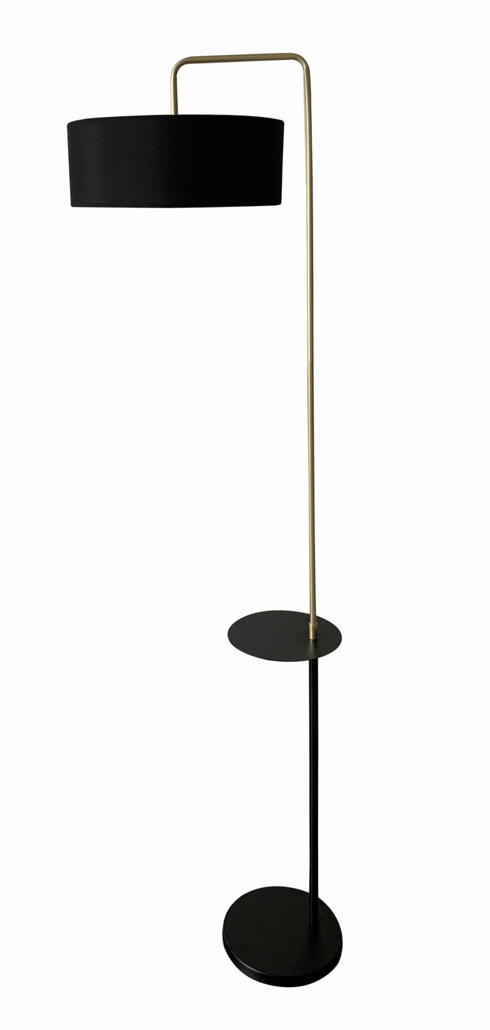 Stojacia podlahová lampa s poličkou, čierna Candellux