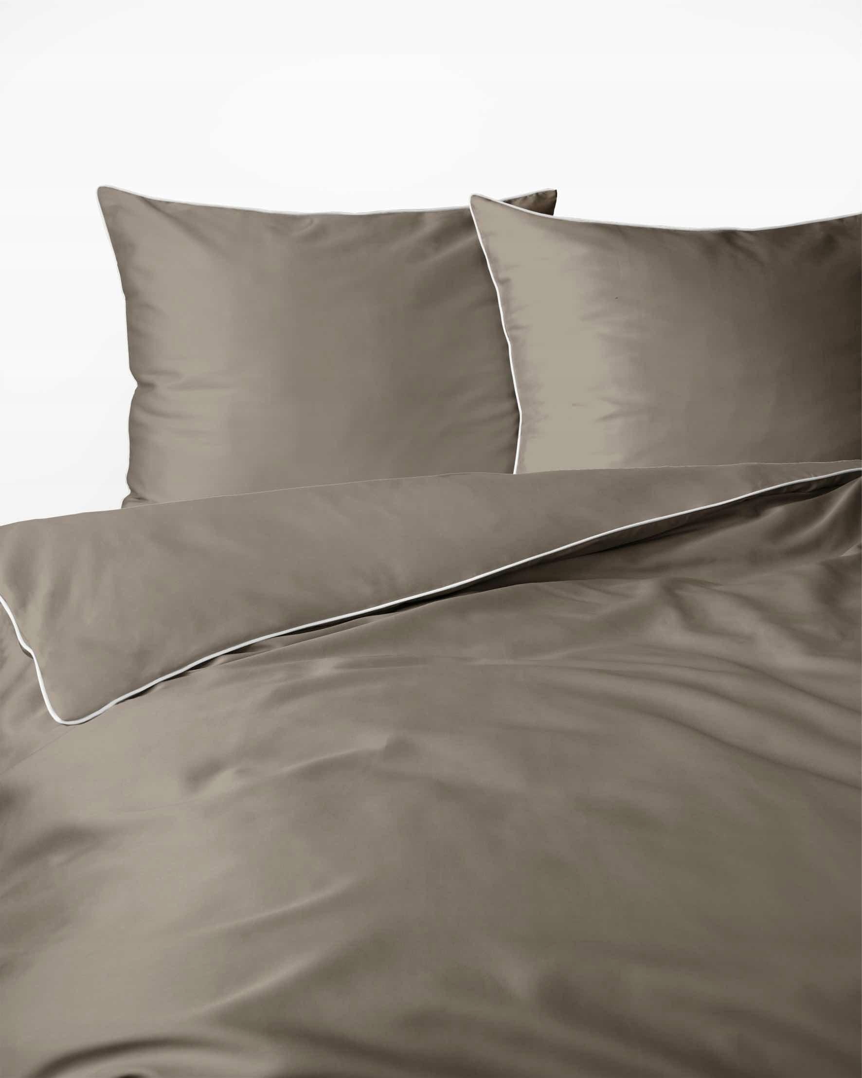 Povlečení saténové 180x200 taupe s lemováním Mako Satin