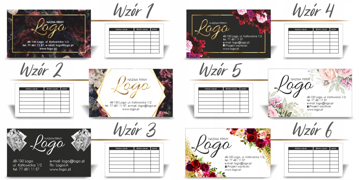 Wizytówki terminarz 100 szt tanio projekt 350g EAN (GTIN) 7427282056168