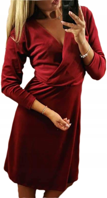 Velurová Šaty Výstřih obálkový V-neck vel 46