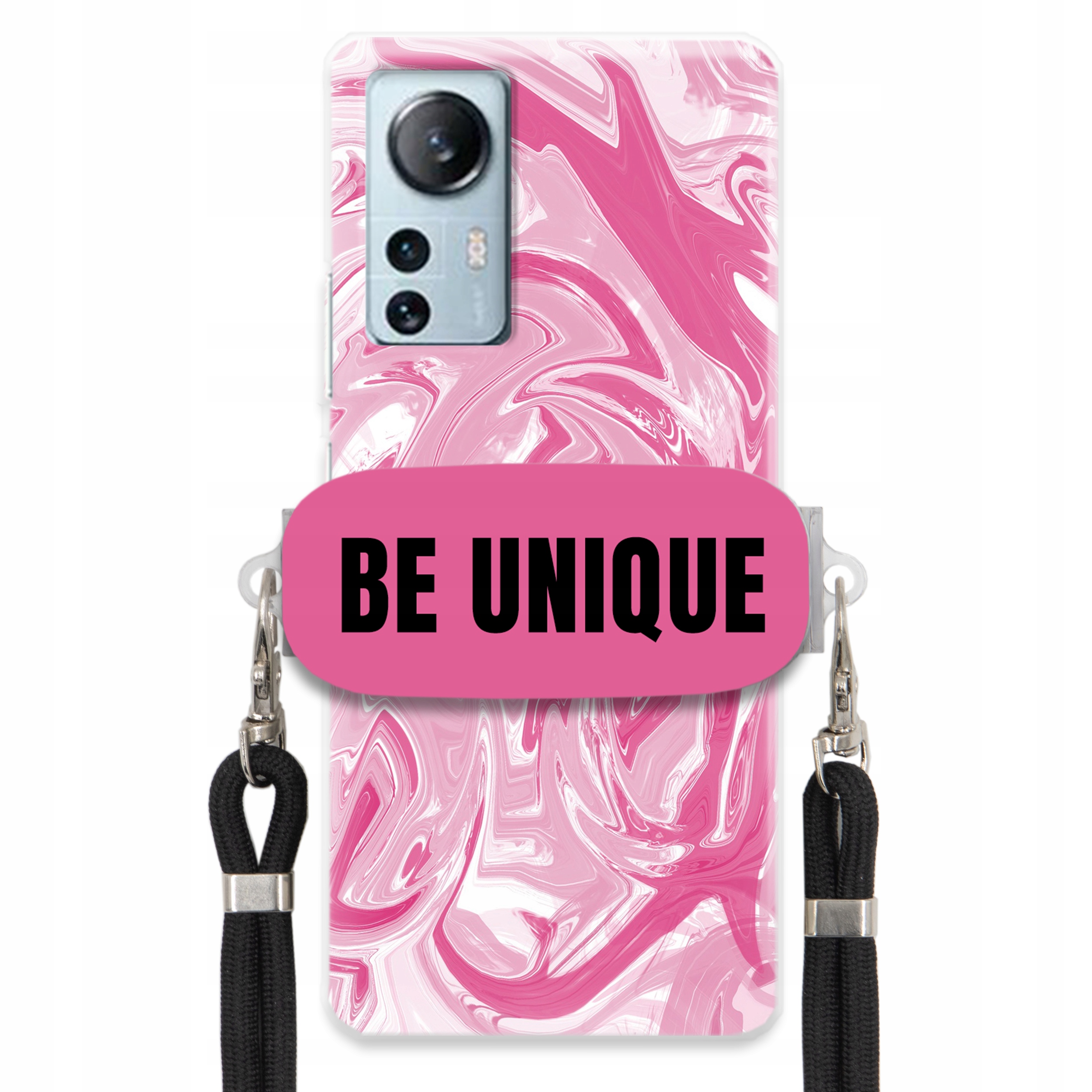 Puzdro pre Xiaomi 12 Lite Case Upevňovacia šnúra Čierna Ružová Mramor Be Unique