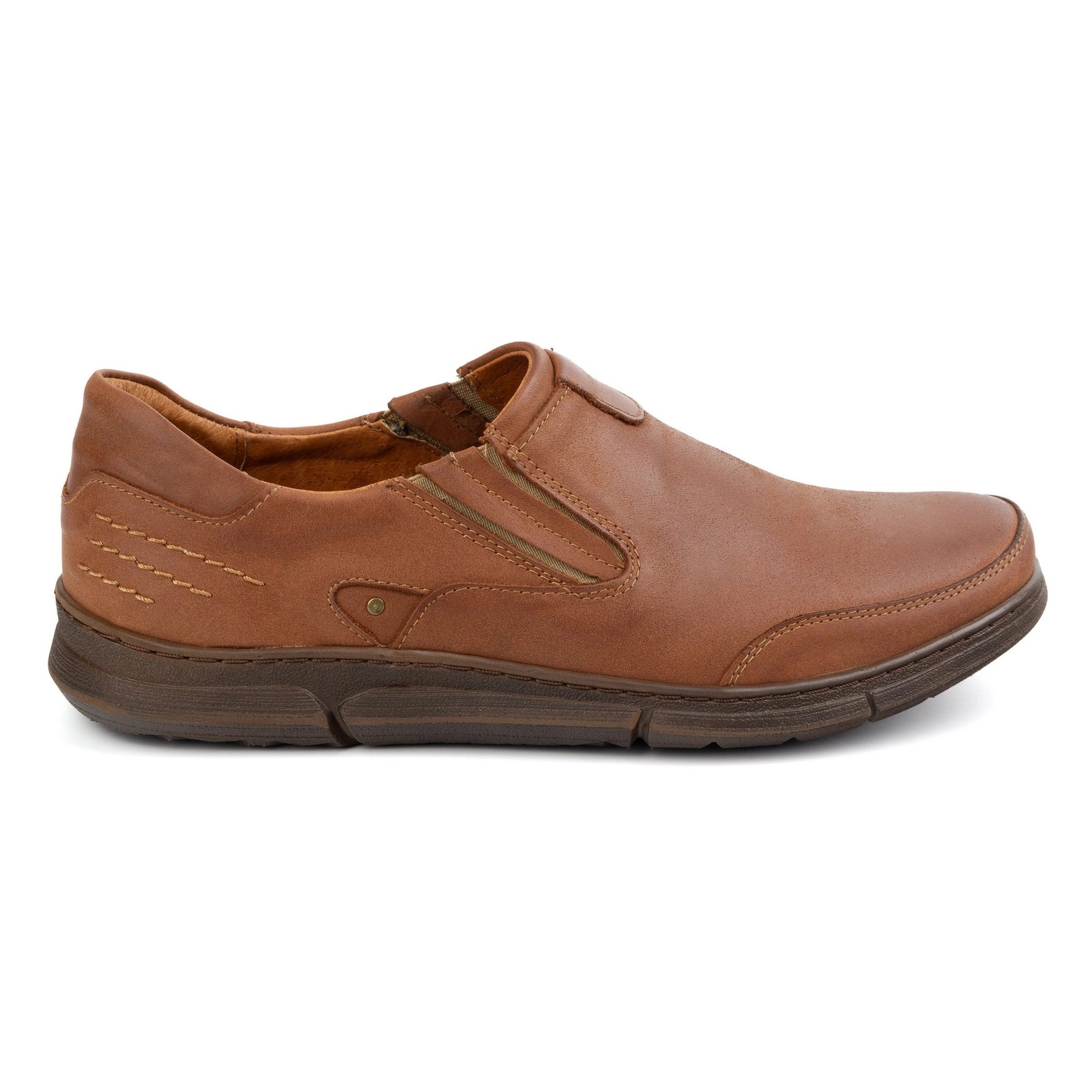 Pánské nazouvací boty casual Polské Kožené Polbut J51 camel 45