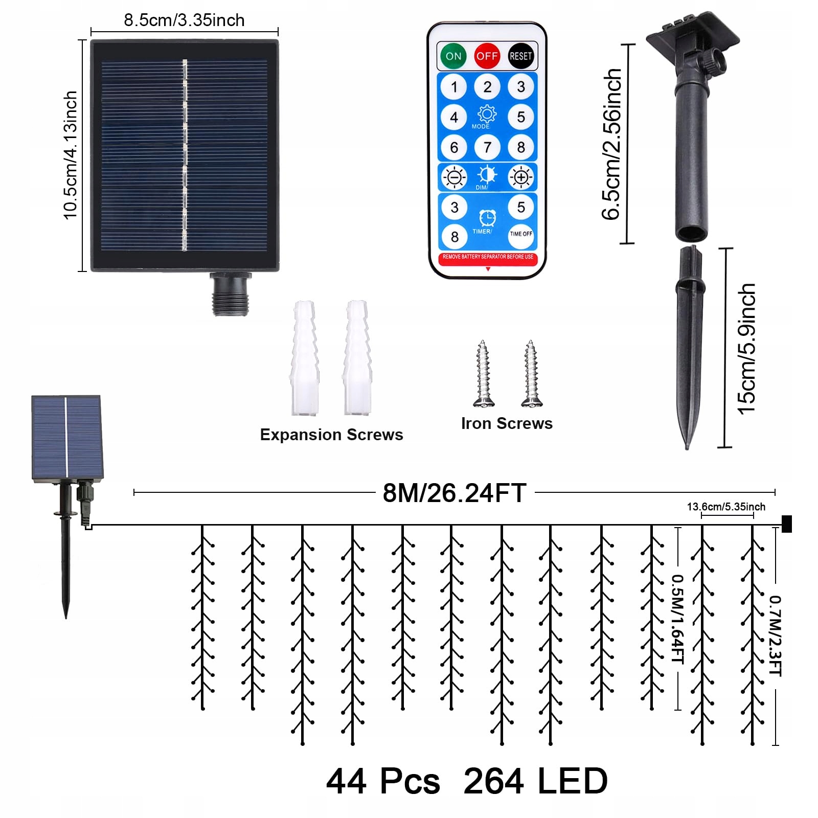 MICACORN Lampki Solarne Zewnętrzne Girlanda Świetlna 8M 264 LED — miniatura 6