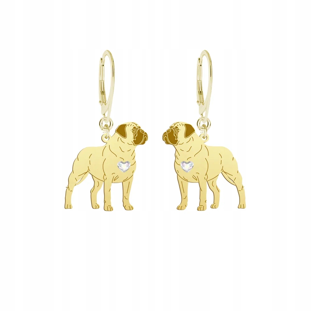 Náušnice Zlaté se psem Bullmastiff 925 Šperky Bigiel Dárek Gravírování